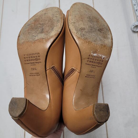 Maison Martin Margiela honey tan leather ankle boots booties peep toe - Picture 9 of 12